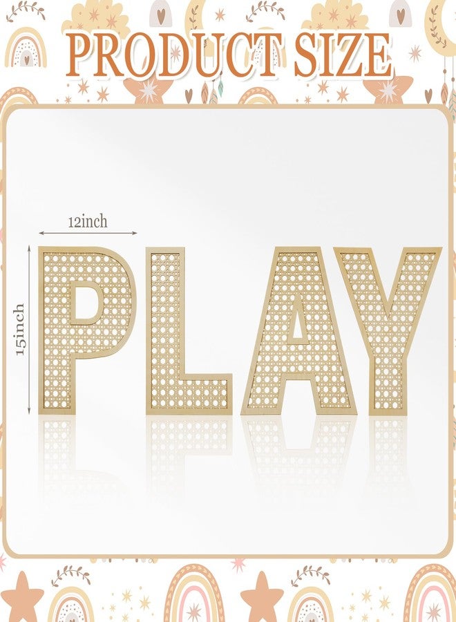 GlikCeil Playroom Decor Rattan Letters Set 12 x 15 Boho Wall Signs for Bedroom Large Wooden Rattan Letters for Toddler Girls Boys Playroom Art Nursery Room Decorations(Play) - Image 2